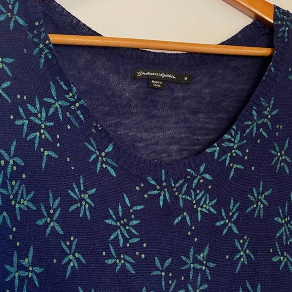 Gudrun Sjödén 💯 Linen Knit Tunic Dress Floral Pockets Short Sleeve M Lagenlook - Picture 1 of 6